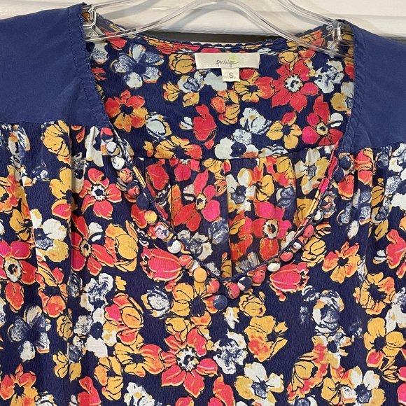 Anthropologie Porridge Billion Petals Silk Floral Boho Pullover V Neck Blouse S - Picture 2 of 7